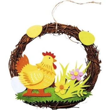 Věnec Věnec přírodní s filcovou slepičkou Ø 20 cm