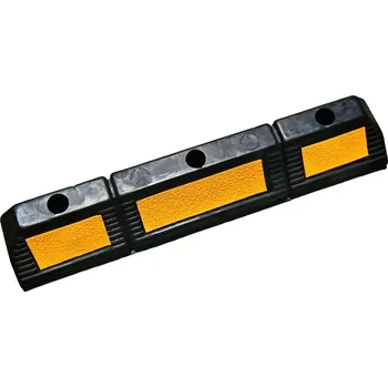 Černo-žlutý gumový parkovací reflexní doraz FLOMA - délka 57 cm, šířka 11,5 cm, výška 8 cm - 62621407