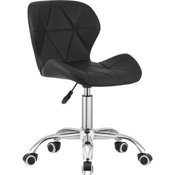 ModernHome Otočná kancelářská židle se širokým opěradlem, eko kůže, černá