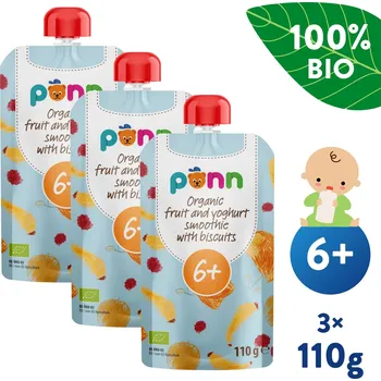 SALVEST Ponn BIO Ovocné smoothie s jogurtem a sušenkami 3× 110 g