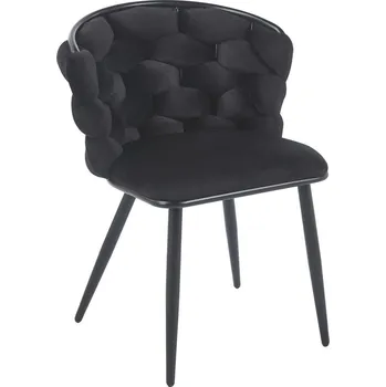 Jídelní židle Designová sametová židle AURELIA (černá) - černý rám