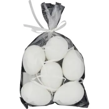 Velikonoční dekorace Vejce plastové velké 6 cm bílé 6 ks