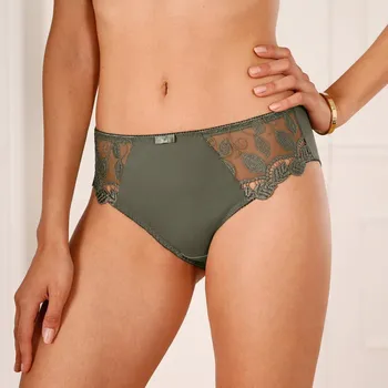 Dámské spodní prádlo Sada 2 klasických kalhotek Rima zn. Confidence Lingerie z mikrovlákna a krajky khaki 50/52