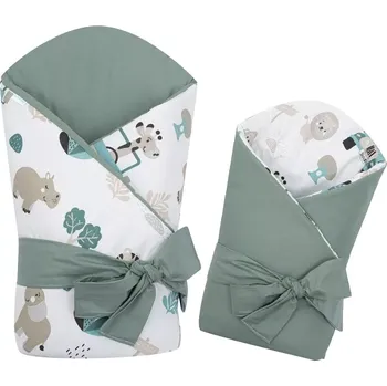 Oboustranná dětská zavinovačka New Baby Safari II 80 × 80 cm mint