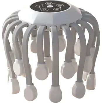 Masážní přístroj Elektrický masážní přístroj na hlavu 20 masážních hlavic 3 intenzity Vibrační terapie nastavitelný obvod pro hlavy do 60 cm bílá