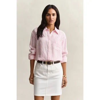 Dámská košile KOŠILE GANT REL STRIPED LINEN LS SHIRT BRIGHT FUSCHIA