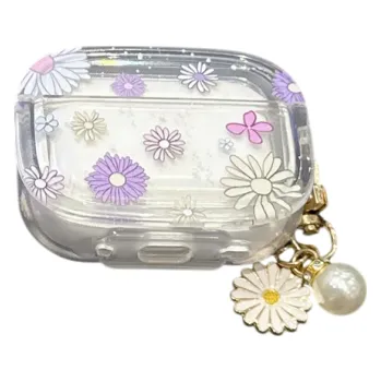 Příslušenství pro sluchátka Květinové pouzdro pro AirPods s klíčenkou, odolné proti prachu a nárazům, perfektní střih pro AirPods Pro 2, ochrana proti poškrábání