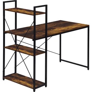 Psací stůl ModernHome TH-SD-7-16 Počítačový stůl 120 × 60 cm, regál se třemi policemi, loft, tmavě hnědý