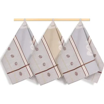 Utěrka Kuchyňské utěrky - sada 3 kusů Hnědá,Šedá - 50x70 cm