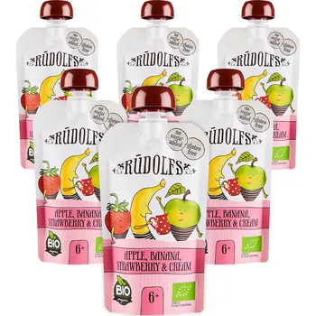 Rudolfs BIO Jablko, banán, jahoda se smetanou 6 × 110 g