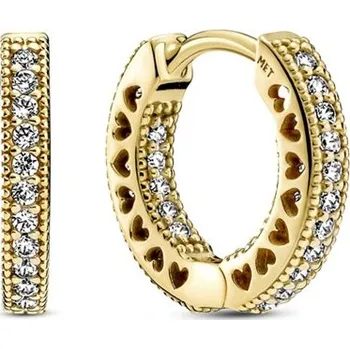 Náušnice Kruhové náušnice PANDORA Shine Pavé a srdíčka 266317C01