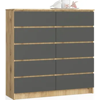 Komoda Vysoká šuplíková komoda SAVRILA - dub artisan / šedá