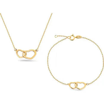 Souprava šperků Zlatá souprava se srdíčky IZ23436S + dárkové balení LUXUS zdarma