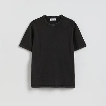 Pánský svetr Reserved - Bavlněný svetr s krátkými rukávy - černý - 457JR-99X - 457JR-99X-M