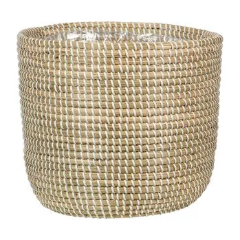 Květináč Košík z mořské trávy 513 bílá 24 - s fóliovou vložkou