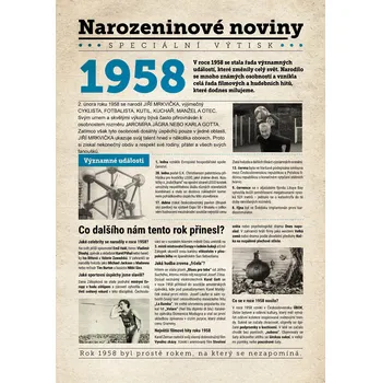 Narozeninové noviny 1958 s vlastní fotografií a textem S fotografií a textem
