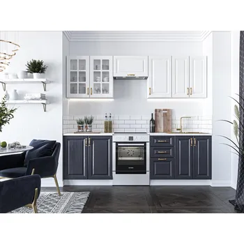 Kuchyňská linka Halmar-PL Kuchyně 240 cm Halmar Vektoru (bílá + tmavě modrá)