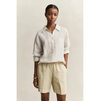 KOŠILE GANT REL STRIPED LINEN LS SHIRT OAT BEIGE