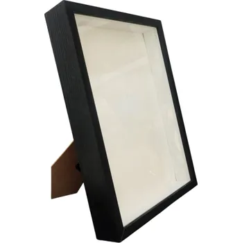 Hluboký dřevěný fotorámeček 21 x 30 cm na papír A4 Se sklem 3 cm vnitřní hloubka Stolní stojánek černá