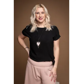 Dámské tričko Italy fashion Elegantní tričko s uzlem SERENA Barva: Černá, Velikost: UNI: M/L