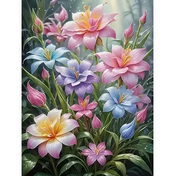 Diamantové malování Diamantové malování/Homfun - Květinový záhon + perleťové kamínky