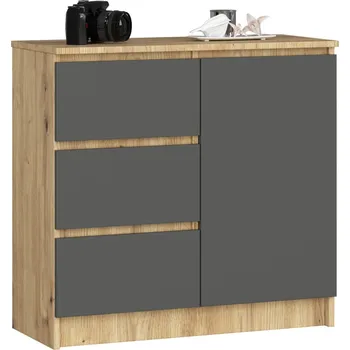 Komoda Komoda s šuplíky a dvířky CIELA - dub artisan / šedá
