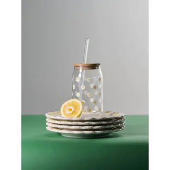 Sinsay - Hrnek s víčkem a brčkem s květinovým vzorem - vícebarevná - 464HD-MLC - 464HD-MLC-ONE