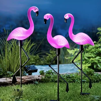 Zahradní dekorace Solární zahradní světla flamingo, sada 3 ks