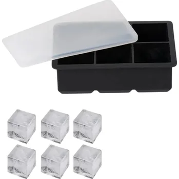 Nádoba na led Silikonová forma na led 6místná s víkem, mřížka, 16,5x5x11,5 cm – Ochrana proti nečistotám a pohodlné používání