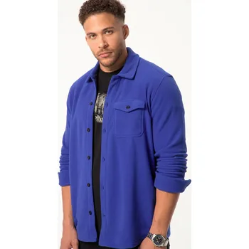 Pánská košile STHUGE, Plus size STHUGE svrchní košile, flís, dlouhé rukávy, Kent límeček, do 8XL pro plnoštíhlé nadměrná velikost, 820761757-1454, modrý, 5XL, Plus size oblečení, Oblečení pro vysoké muže, Nadměrné velikosti, Oblečení pro plnoštíhlé.