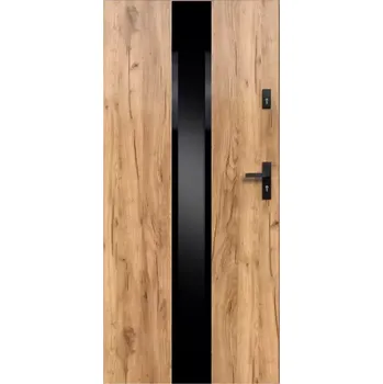 Interiérové dveře Vchodové dveře Neptun P55 90P dub sonoma černá inox/grafitová 2070x1000x55 mm