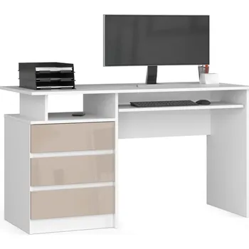 Počítačový stůl Počítačový stůl VALESTRA - bílý / cappuccino lesklý