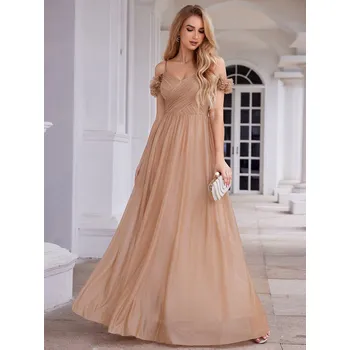 Dámské šaty Elegantní flitrové s květinovou dekorací Barva: Růžovo-Zlatá, Velikost: S