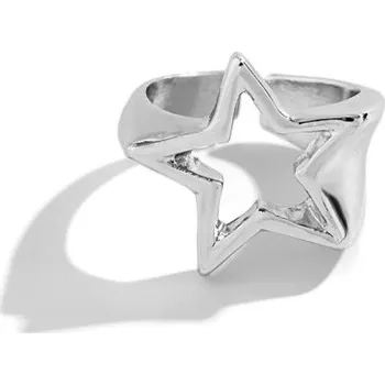 Šperk Dámský prstýnek 1,9 x 1,7 cm Nastavitelná velikost Dutá hvězda Zinková slitina Stylový módní šperk Elegantní prsten pro každodenní nošení stříbrná