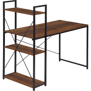 Psací stůl ModernHome TH-SD-15 Počítačový stůl 120 × 60 cm, regál se třemi policemi, hnědý