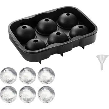 Nádoba na led Silikonová forma na led 6místná kulatá s víkem a mřížkou, 18x12,5x4,6 cm – Praktická forma pro výrobu ledu s ochranou proti nečistotám