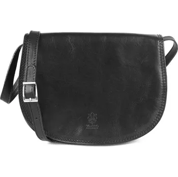 Kabelka Černá velká kožená crossbody kabelka MAX