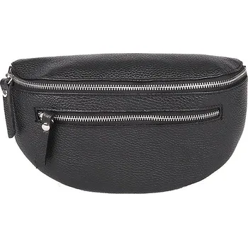 Kabelka Střední/velká dámská černá kožená ledvinka Borse in Pelle no. 562 - zlaté aplikace