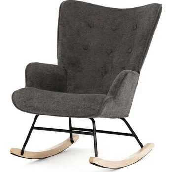 Křeslo Houpací křeslo LAVIRO - masiv, látka, více barev Barva: šedá