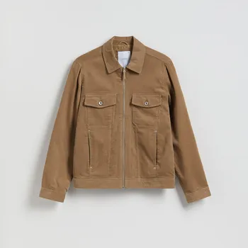 Dámské oblečení Reserved - Manšestrová bunda s límcem - béžová - 414HZ-80X - 414HZ-80X-XL