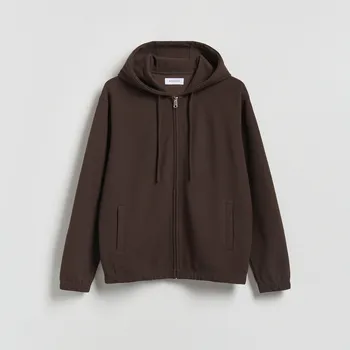 Pánská mikina Reserved - Mikina na zip s kapucí - hnědá - 380HM-88X - 380HM-88X-XXL