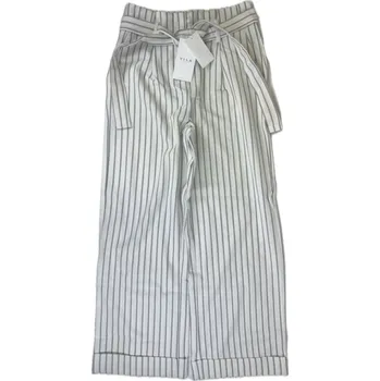 Dámské kalhoty Vila - Dámské bílé kalhoty s pruhy Varianta: 34 Nové