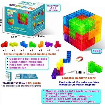 ostatní stavebnice Magnetická stavebnice – logická magnetická kostka, 7 dílů
