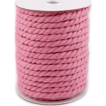 Bavlněná šňůra kroucená Ø8 mm macrame, střední, 14 růžová sv.