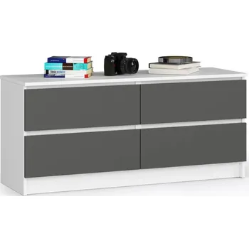 Komoda Nízká šuplíková komoda SAVRILA - bílá / šedá
