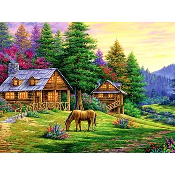 Diamantové malování Diamantové malování/Homfun - Chaloupky v lese