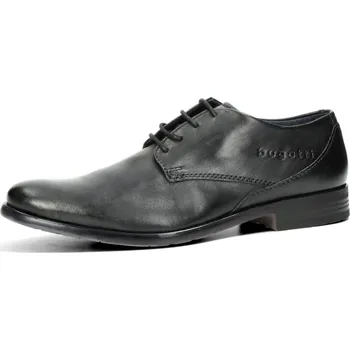 Pánské polobotky Bugatti pánské kožené společenské boty - černé