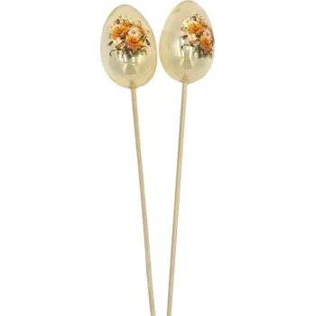 Velikonoční dekorace Vejce s květinami zápich 6 cm transparentní set 2 ks