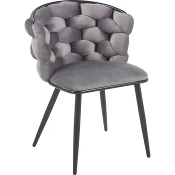 Jídelní židle Designová sametová židle AURELIA (šedá) - černý rám