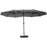Zahradní slunečník Outsunny dvojitý slunečník s ruční klikou tmavě šedý ovál 460 x 270 x 240 cm | Aosom